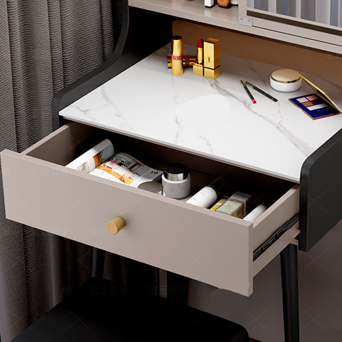 1-Drawer Stone Top Vanity Set Contemporary 35.15" H Makeup Dressing Table Clearhalo 'Bedroom Furniture' 'furn' 'furn_makeup_vanities' 'Furniture' 'Makeup Vanities' 'makeup_vanities' 5631800