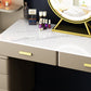 5-Drawer Glam Stone Makeup Dressing Table Stool Set - 51.18" H