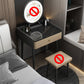 Vanity Stone/Wood Makeup Dressing Table Stool Set Black/ White Top - 31.1" H