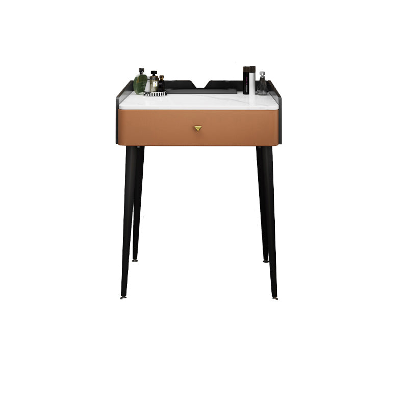 Vanity Stone/Wood Makeup Dressing Table Stool Set Black/ White Top - 31.1" H