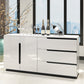 Modern MDF 31.5"H Sideboard Buffet Drawer and 2-Door Living Room Server in White Clearhalo 'buffet_sideboard' 'Buffets & Sideboards' 'furn' 'furn_buffet_sideboard' 'Furniture' 'Kitchen & Dining Furniture' 5631977