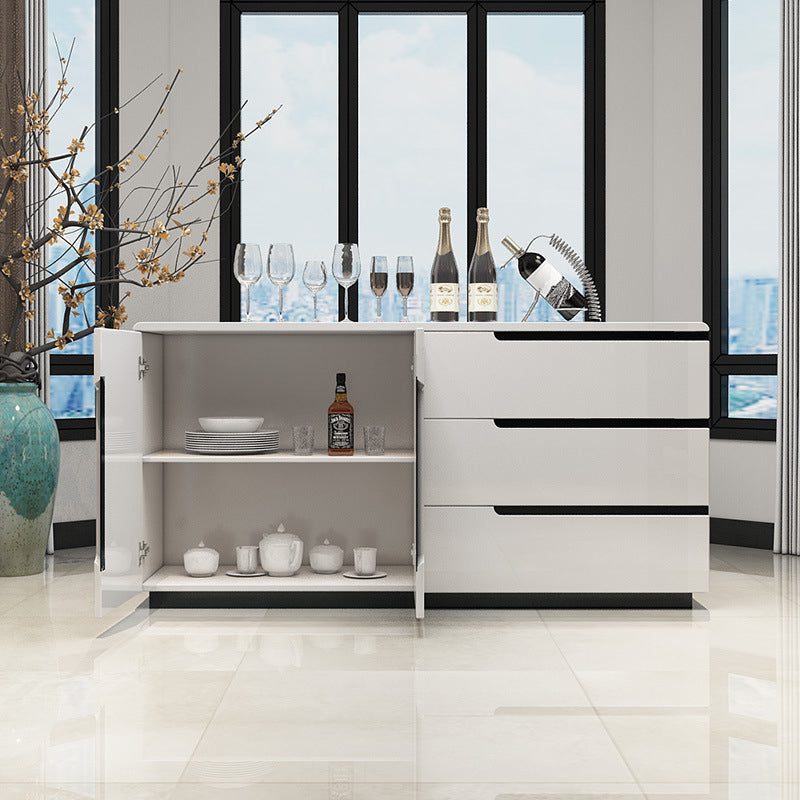 Modern MDF 31.5"H Sideboard Buffet Drawer and 2-Door Living Room Server in White Clearhalo 'buffet_sideboard' 'Buffets & Sideboards' 'furn' 'furn_buffet_sideboard' 'Furniture' 'Kitchen & Dining Furniture' 5631978