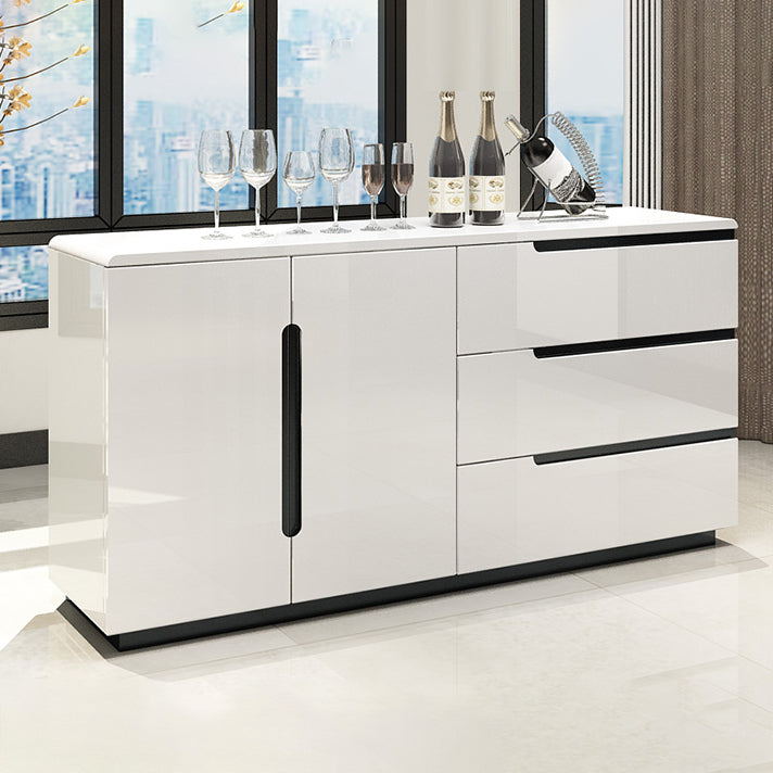 Modern MDF 31.5"H Sideboard Buffet Drawer and 2-Door Living Room Server in White Clearhalo 'buffet_sideboard' 'Buffets & Sideboards' 'furn' 'furn_buffet_sideboard' 'Furniture' 'Kitchen & Dining Furniture' 5631990