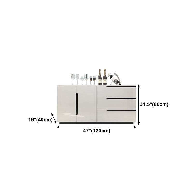 Modern MDF 31.5"H Sideboard Buffet Drawer and 2-Door Living Room Server in White Clearhalo 'buffet_sideboard' 'Buffets & Sideboards' 'furn' 'furn_buffet_sideboard' 'Furniture' 'Kitchen & Dining Furniture' 5631991