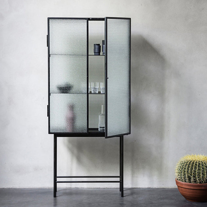 Tavolo da tabellone in altezza in metallo da 62 '' vetro a due porte server buffet per soggiorno