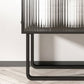 Glam Iron Credenza Striped Glass Doors 39.5"L Cabinets Dining Server for Living Room Clearhalo 'buffet_sideboard' 'Buffets & Sideboards' 'furn' 'furn_buffet_sideboard' 'Furniture' 'Kitchen & Dining Furniture' 5632048