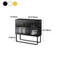 Glam Iron Credenza Striped Glass Doors 39.5"L Cabinets Dining Server for Living Room Clearhalo 'buffet_sideboard' 'Buffets & Sideboards' 'furn' 'furn_buffet_sideboard' 'Furniture' 'Kitchen & Dining Furniture' 5632058