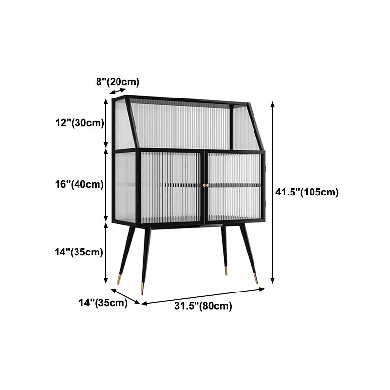 Server da pranzo in ferro nero moderno a strisce di vetro a strisce armadi Sideboard per soggiorno