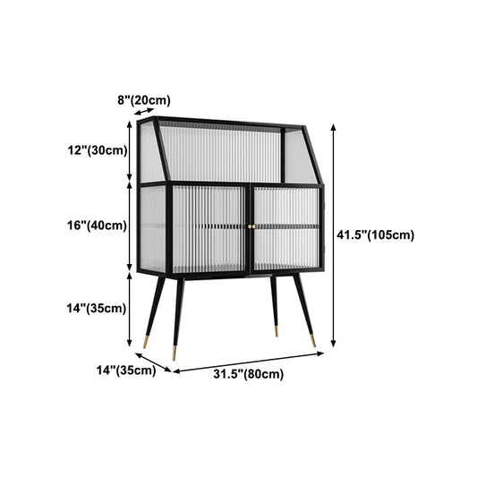 Server da pranzo in ferro nero moderno a strisce di vetro a strisce armadi Sideboard per soggiorno