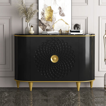 31.5"L Luxurious Buffet Server Artificial Marble Top Dining Server for Living Room Black Clearhalo 'buffet_sideboard' 'Buffets & Sideboards' 'furn' 'furn_buffet_sideboard' 'Furniture' 'Kitchen & Dining Furniture' 5632086