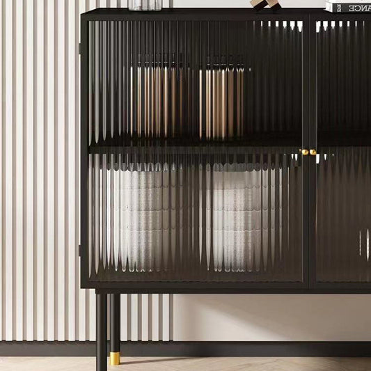 Server di vetro al buffet in metallo di altezza 36 pollici Server da pranzo a due porte