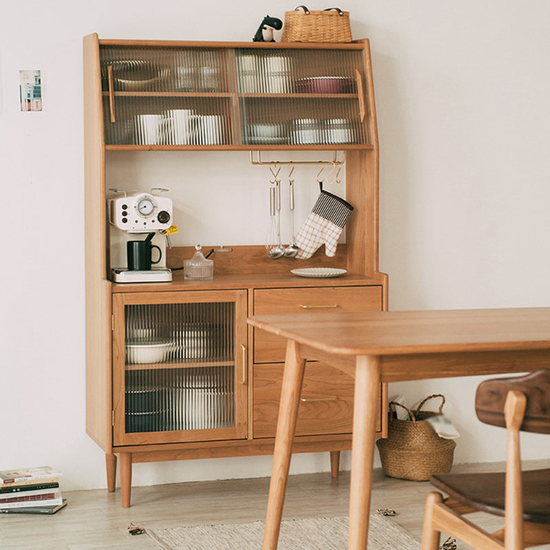 Server buffet in legno in stile glam Glass 3 porte 3 Server da pranzo del cassetto