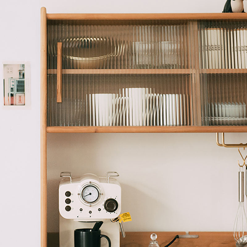 Server buffet in legno in stile glam Glass 3 porte 3 Server da pranzo del cassetto