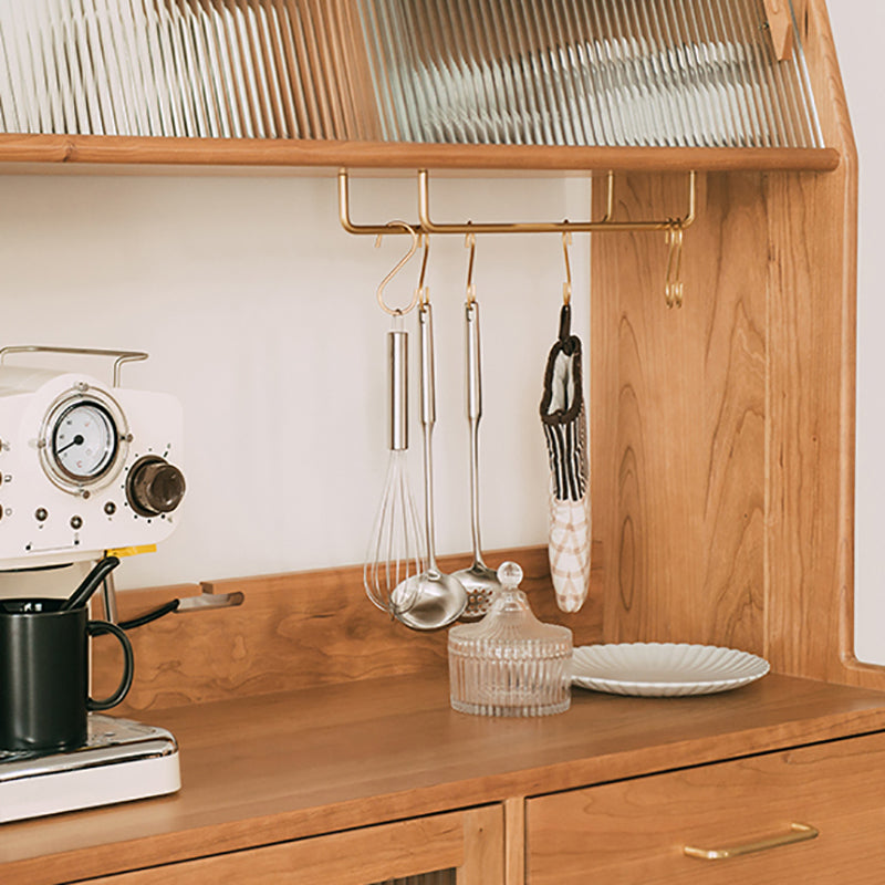 Server buffet in legno in stile glam Glass 3 porte 3 Server da pranzo del cassetto