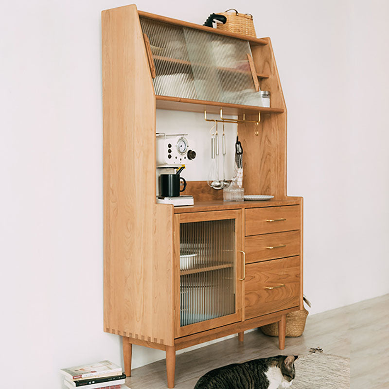 Server buffet in legno in stile glam Glass 3 porte 3 Server da pranzo del cassetto