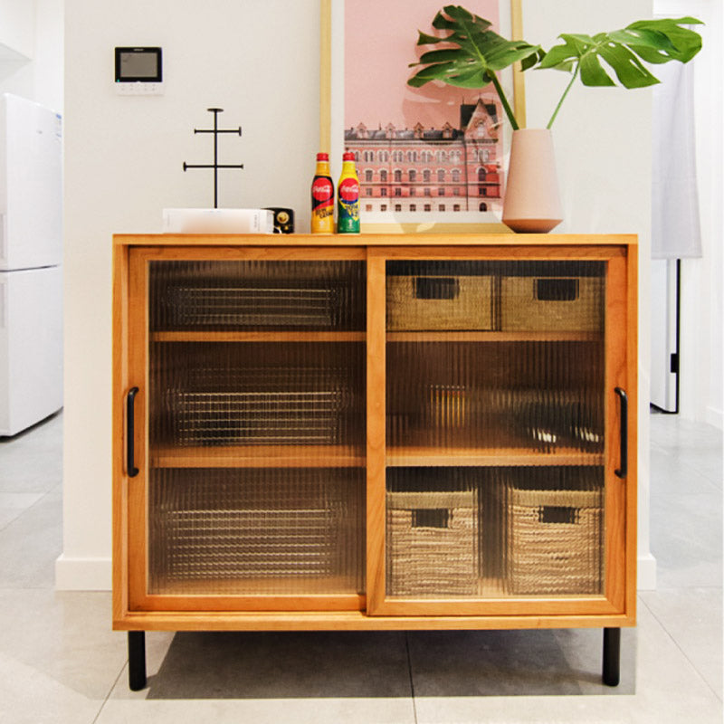 Solid Wood Sliding Doors Buffet 39.5"L Modern Living Room Buffet Stand Clearhalo 'buffet_sideboard' 'Buffets & Sideboards' 'furn' 'furn_buffet_sideboard' 'Furniture' 'Kitchen & Dining Furniture' 5632209