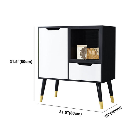 Black and White Sideboard Contemporary Engineered Wood Sideboard for Dining Room