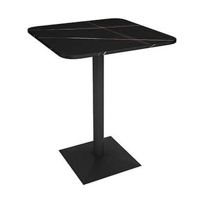 Table de salle à manger en pierre frittée noire Table de salle à manger à base métallique industrielle