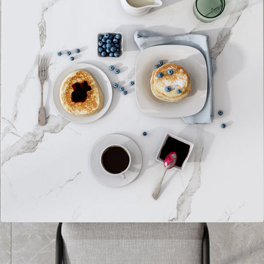 金属工業用四角いダイニングテーブル付き石造りの石の上部テーブル