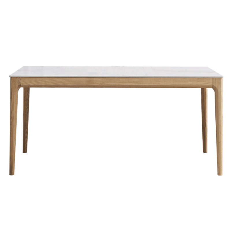 Rectangle Retro Modern Dining Table White Sintered Stone Top 4 Legs Fixed Table 70.9"L x 35.4"W x 29.5"H Without Chairs Clearhalo 'Dining Tables & Seating' 'Dining Tables' 'dining_table' 'furn' 'furn_dining_table' 'Furniture' 'Kitchen & Dining Furniture' 5632443