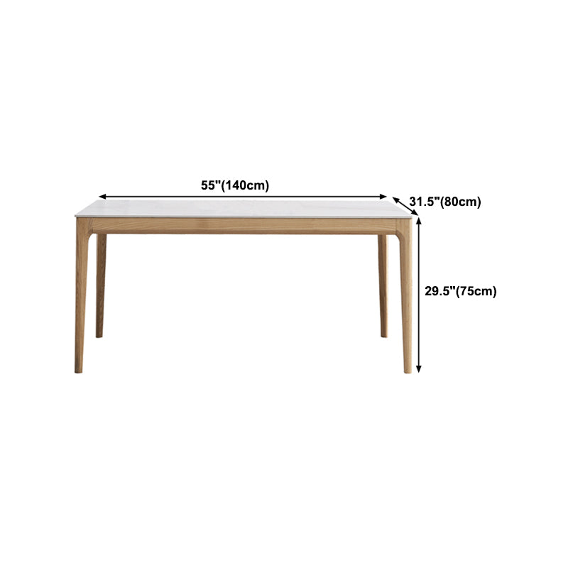 Rectangle Retro Modern Dining Table White Sintered Stone Top 4 Legs Fixed Table Clearhalo 'Dining Tables & Seating' 'Dining Tables' 'dining_table' 'furn' 'furn_dining_table' 'Furniture' 'Kitchen & Dining Furniture' 5632449