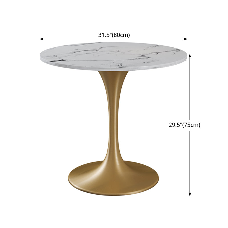 Round Sintered Stone Dining Table Traditional Luxury Tulip Table with Gold Frame Clearhalo 'Dining Tables & Seating' 'Dining Tables' 'dining_table' 'furn' 'furn_dining_table' 'Furniture' 'Kitchen & Dining Furniture' 5632479