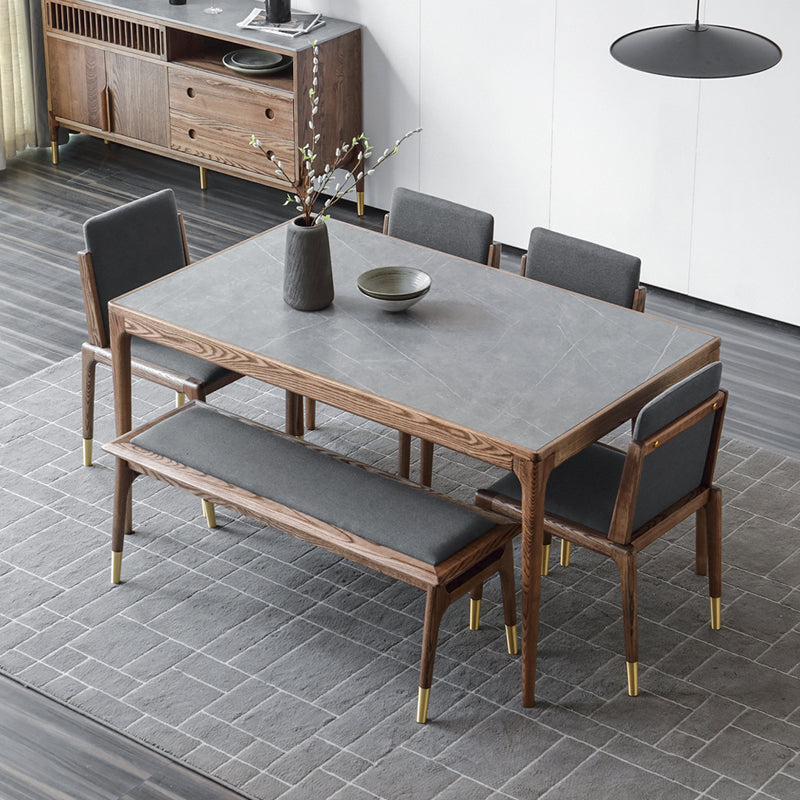 木製のベースと4本の脚を備えた中世のモダンな焼結さた石のテーブル長方形のテーブル