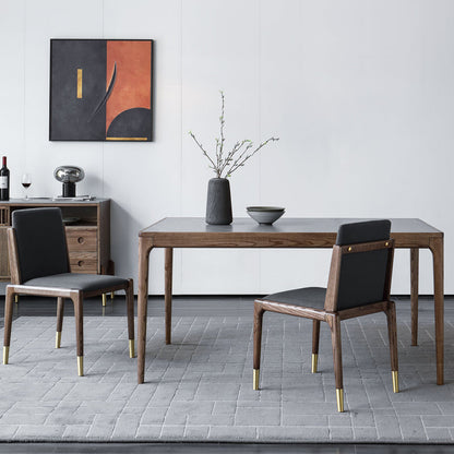 木製のベースと4本の脚を備えた中世のモダンな焼結さた石のテーブル長方形のテーブル