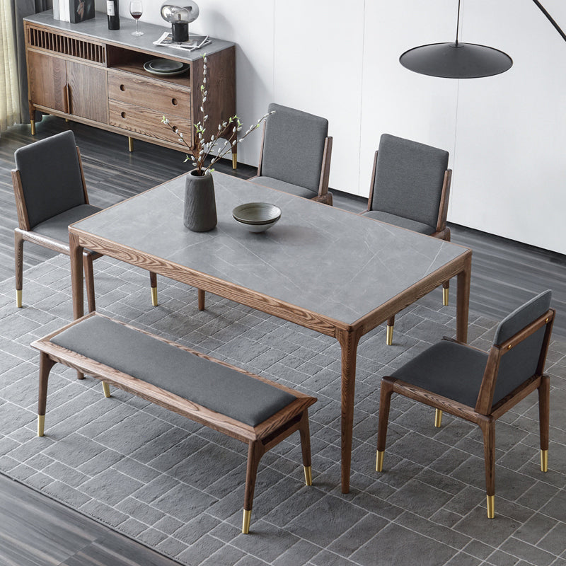 木製のベースと4本の脚を備えた中世のモダンな焼結さた石のテーブル長方形のテーブル