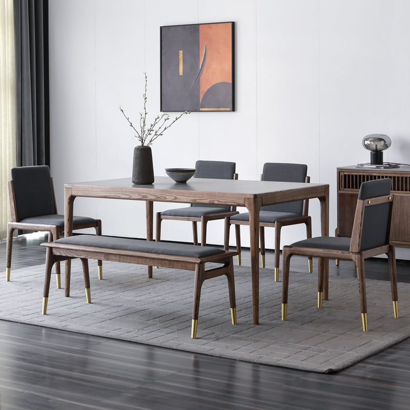 木製のベースと4本の脚を備えた中世のモダンな焼結さた石のテーブル長方形のテーブル