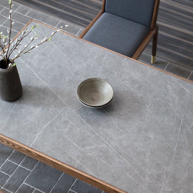 木製のベースと4本の脚を備えた中世のモダンな焼結さた石のテーブル長方形のテーブル