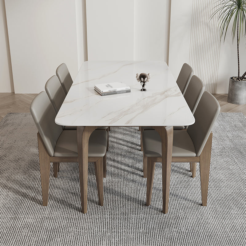 焼結石白ダイニングテーブル工業スタイル4脚のテーブルダイニングルーム用