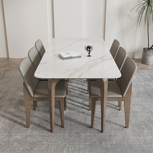 焼結石白ダイニングテーブル工業スタイル4脚のテーブルダイニングルーム用