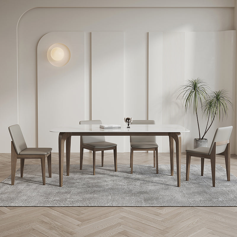焼結石白ダイニングテーブル工業スタイル4脚のテーブルダイニングルーム用