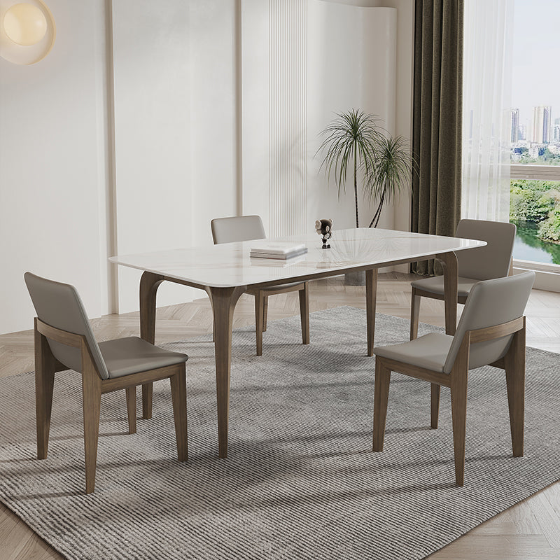 焼結石白ダイニングテーブル工業スタイル4脚のテーブルダイニングルーム用