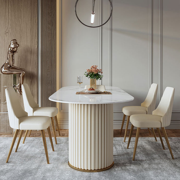 伝統的な豪華な石の夕食テーブル二重台車ダイニングルームテーブル