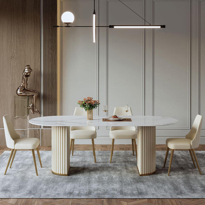 伝統的な豪華な石の夕食テーブル二重台車ダイニングルームテーブル