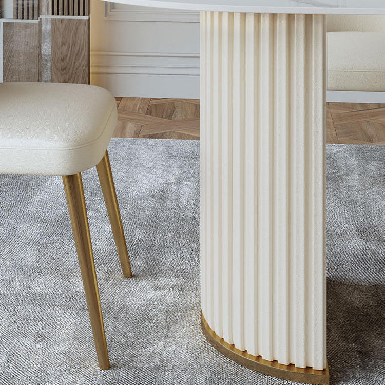 伝統的な豪華な石の夕食テーブル二重台車ダイニングルームテーブル