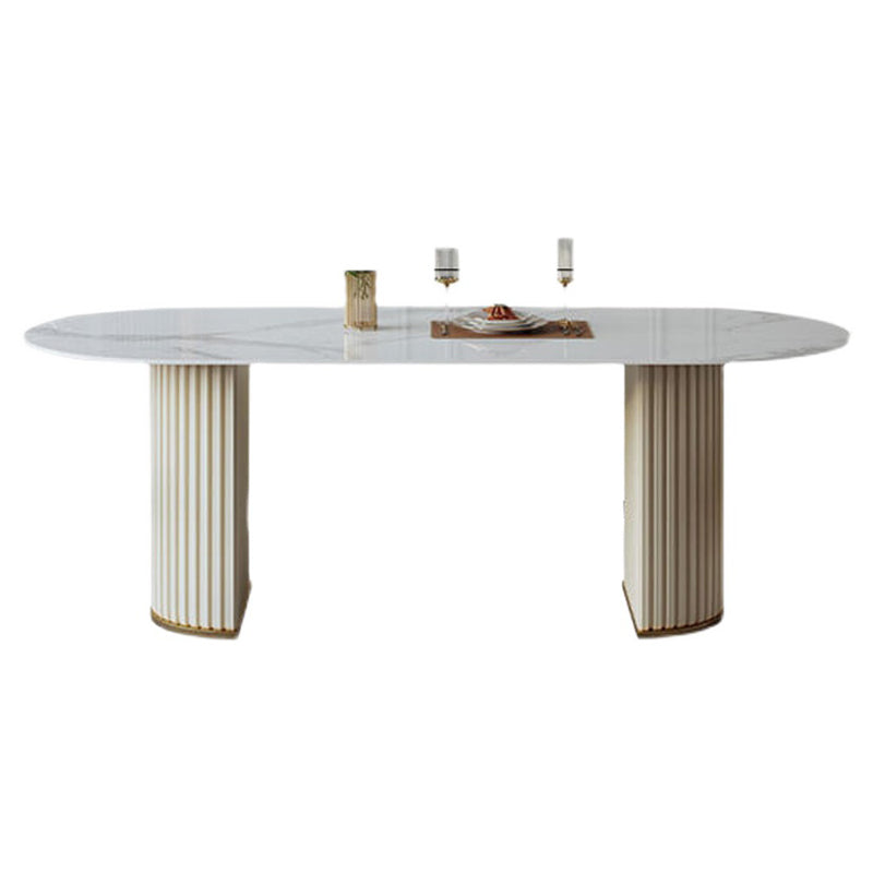 伝統的な豪華な石の夕食テーブル二重台車ダイニングルームテーブル