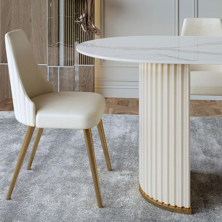 伝統的な豪華な石の夕食テーブル二重台車ダイニングルームテーブル