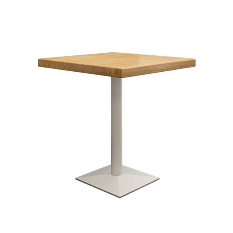 金属工業用四角いダイニングテーブルパインウッドトップテーブル付き台座