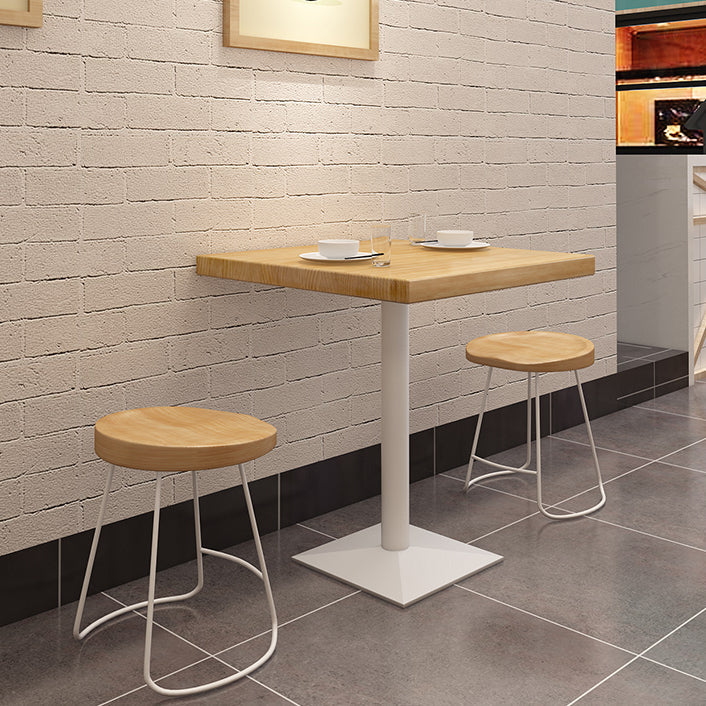 金属工業用四角いダイニングテーブルパインウッドトップテーブル付き台座