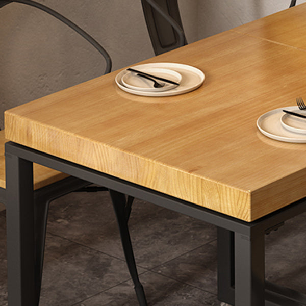 Metal Industrial Square Dining Table Pine Solid Wood Top Table with Trestle Base Clearhalo 'Dining Tables & Seating' 'Dining Tables' 'dining_table' 'furn' 'furn_dining_table' 'Furniture' 'Kitchen & Dining Furniture' 5632593