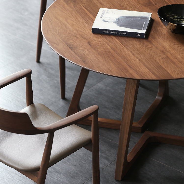 Tavolo da pranzo moderno in legno di pino per il tavolo rotondo del ristorante con doppio piedistallo