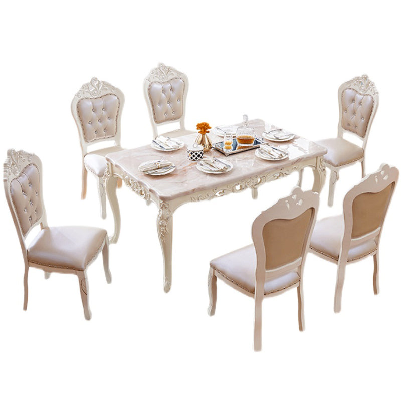 Stone White Dining Table Victorian 4 Legs Table for Dining Room Clearhalo 'Dining Tables & Seating' 'Dining Tables' 'dining_table' 'furn' 'furn_dining_table' 'Furniture' 'Kitchen & Dining Furniture' 5632656
