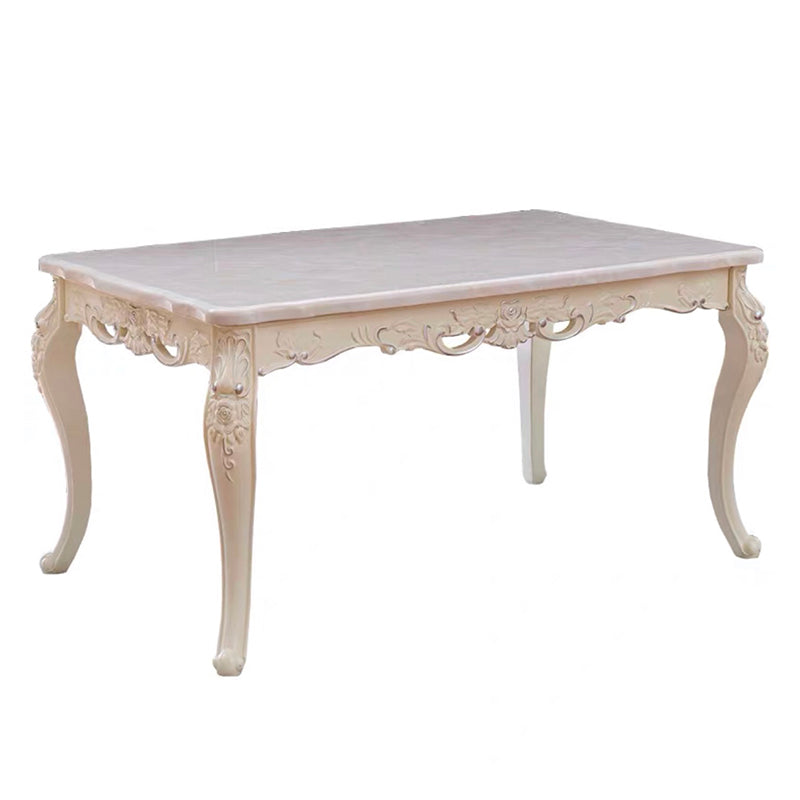 Stone White Dining Table Victorian 4 Legs Table for Dining Room Without Chairs Clearhalo 'Dining Tables & Seating' 'Dining Tables' 'dining_table' 'furn' 'furn_dining_table' 'Furniture' 'Kitchen & Dining Furniture' 5632658