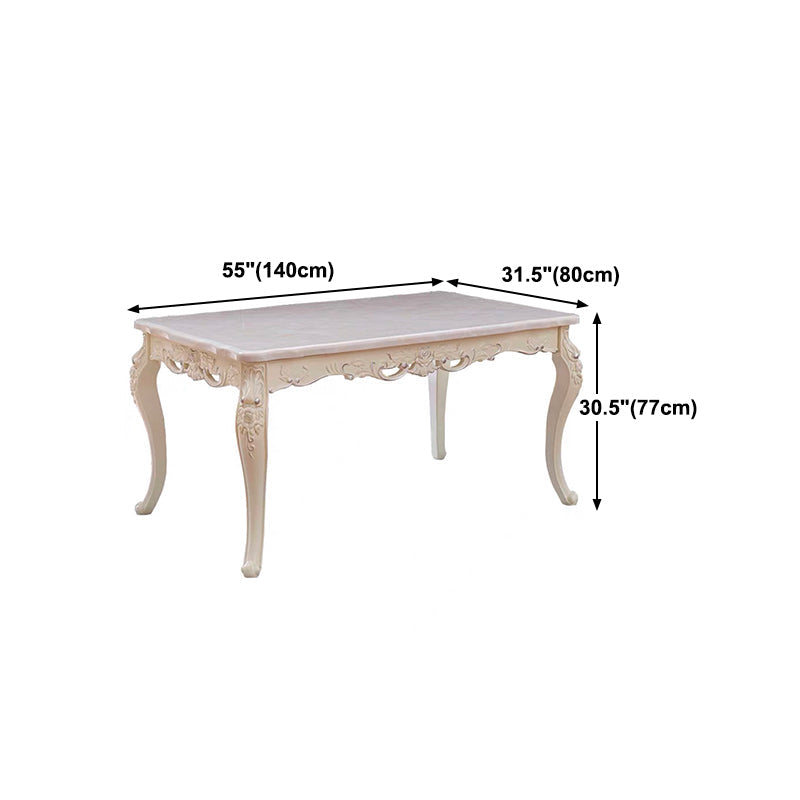 Stone White Dining Table Victorian 4 Legs Table for Dining Room Clearhalo 'Dining Tables & Seating' 'Dining Tables' 'dining_table' 'furn' 'furn_dining_table' 'Furniture' 'Kitchen & Dining Furniture' 5632664