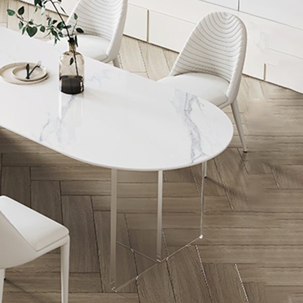 焼結石ダイニングテーブルアクリルベースのあるモダンスタイルのダイニングテーブル