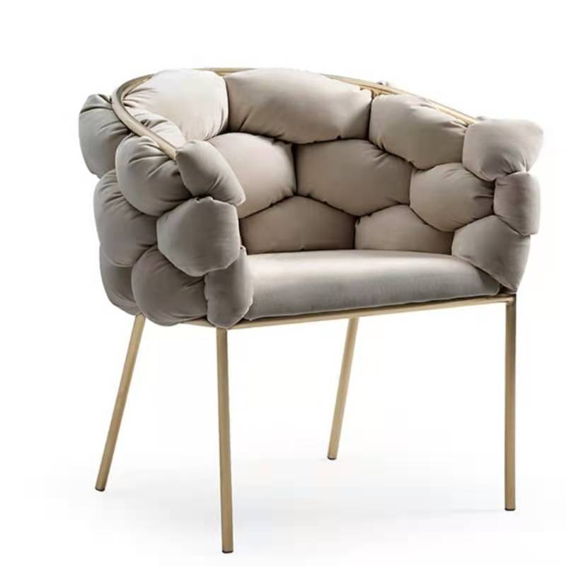 Glam Metal Dining Room Chair Velvet Dining Side Chair for Home Use Light Gray 1 Piece Clearhalo 'Dining Chairs' 'Dining Tables & Seating' 'dining_chair' 'furn' 'furn_dining_chair' 'Furniture' 'Kitchen & Dining Furniture' 5632786