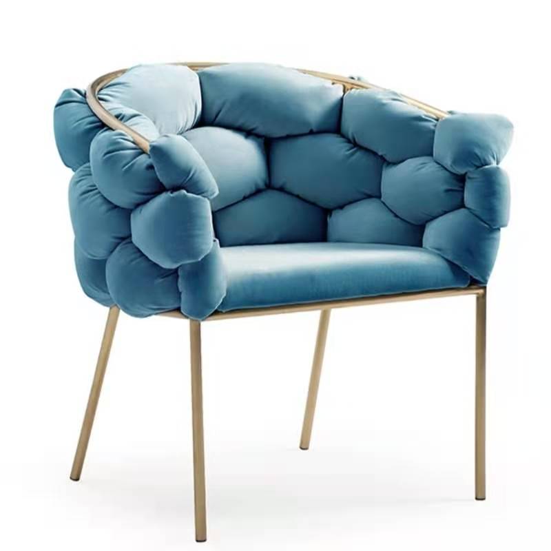 Glam Metal Dining Room Chair Velvet Dining Side Chair for Home Use Blue 1 Piece Clearhalo 'Dining Chairs' 'Dining Tables & Seating' 'dining_chair' 'furn' 'furn_dining_chair' 'Furniture' 'Kitchen & Dining Furniture' 5632787